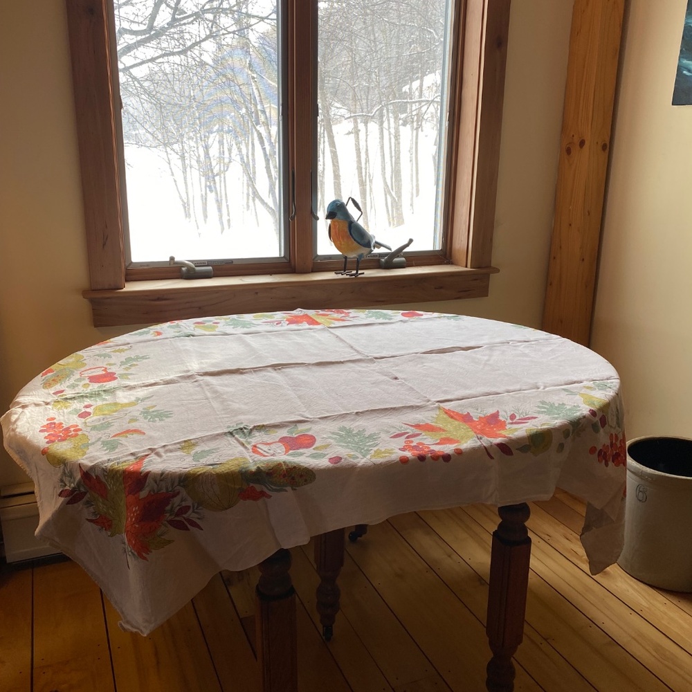 Vintage cotton harvest print tablecloth 50x60 - Picture 10 of 11